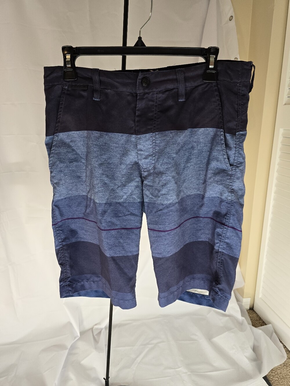 Vintage Fox Racing Hydro Series Shorts Men's 31 Blue Striped Swim Walk Shorts